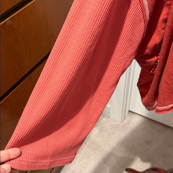 POL Coral Button-Front Long Sleeve Henley Top - Picture 3 of 8